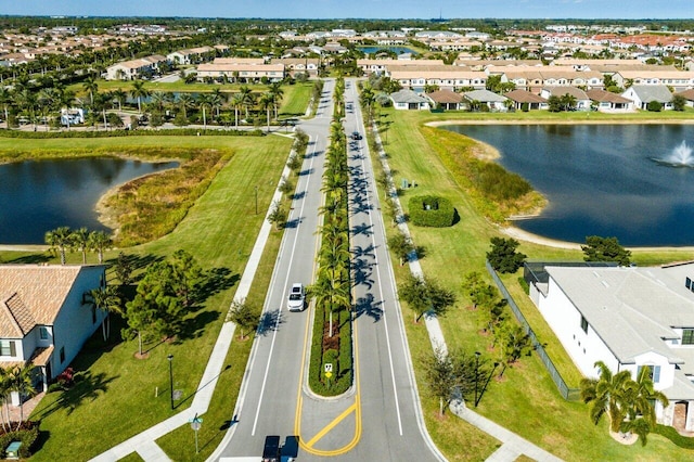 bird's eye view featuring a water view