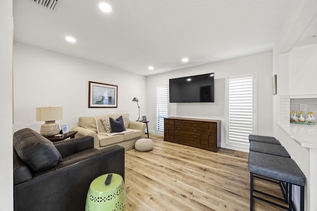 living room with hardwood / wood-style floors