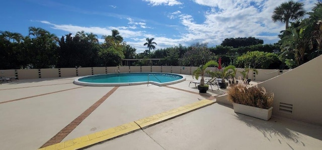 view of swimming pool with a patio