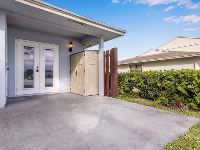 view of patio featuring french doors