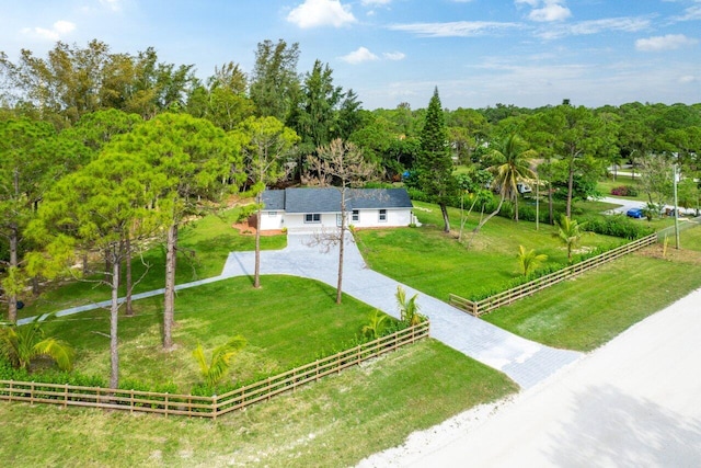 drone / aerial view with a rural view