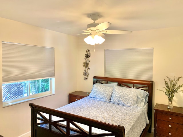 bedroom featuring ceiling fan