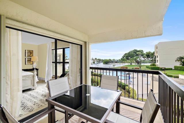 balcony with a water view