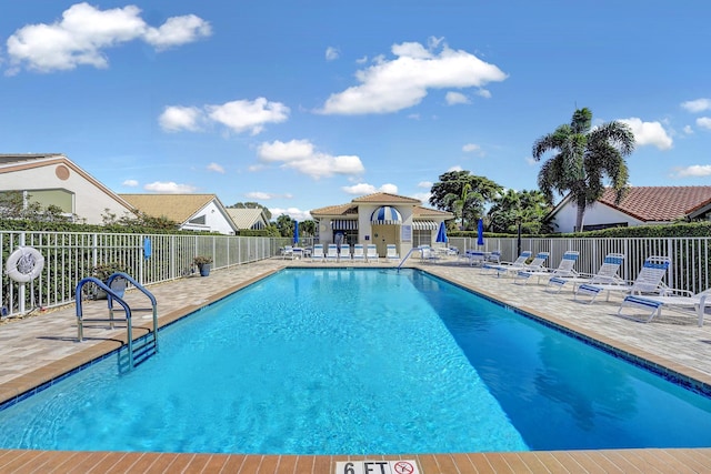 view of pool featuring a patio