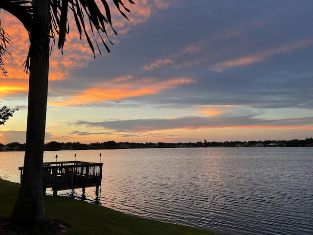 view of dock featuring a water view