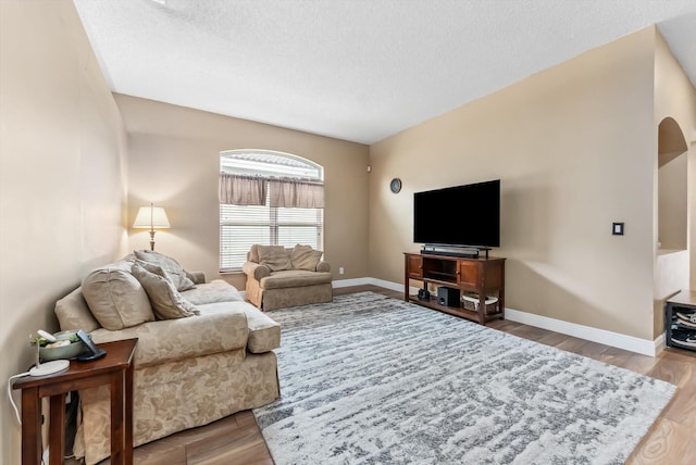 living room with wood-type flooring