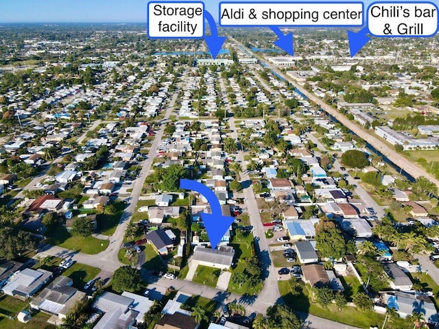 aerial view with a residential view