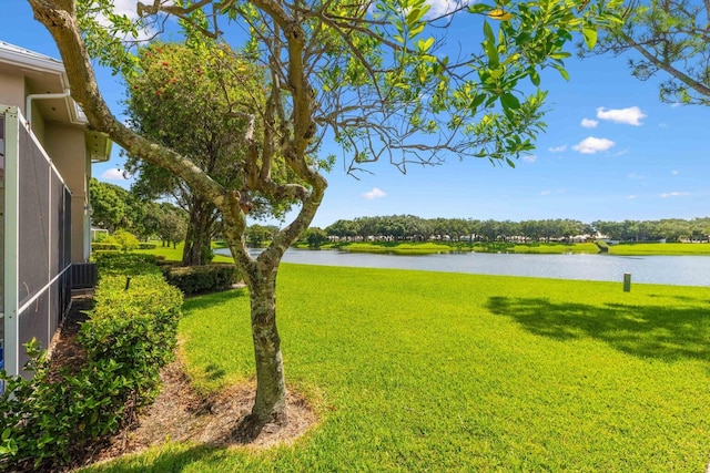 view of yard featuring a water view