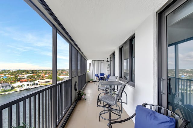 balcony with a water view