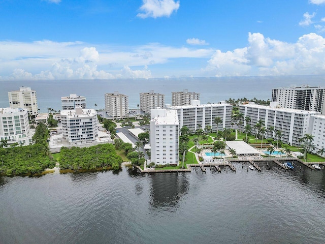 bird's eye view featuring a water view