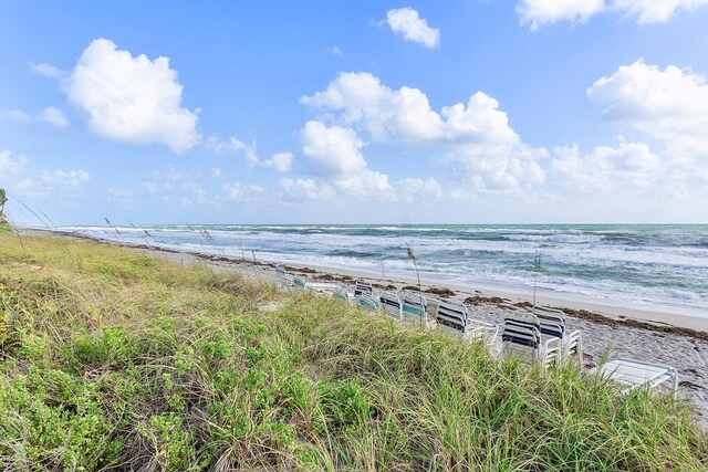 view of water feature with a view of the beach