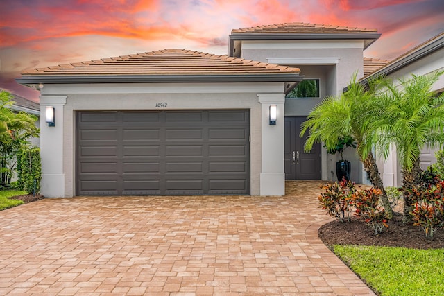 view of front of house with a garage