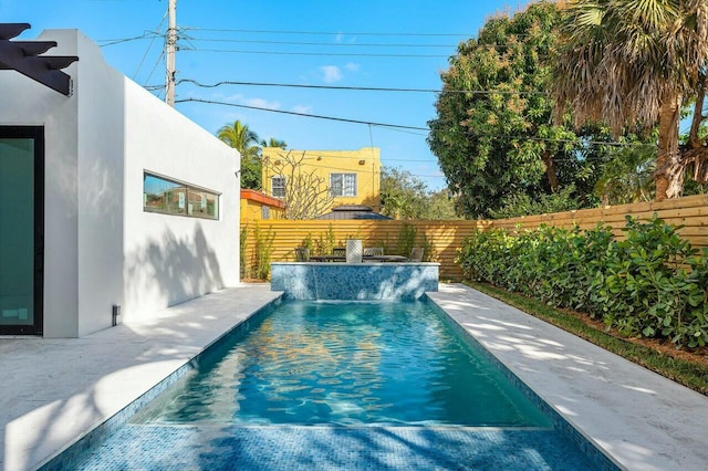 view of pool featuring pool water feature