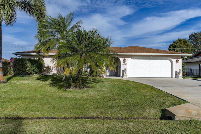 view of front facade featuring a garage and a front yard