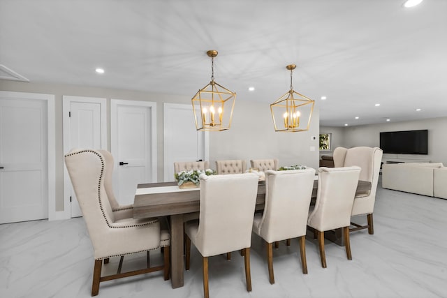 dining room featuring an inviting chandelier