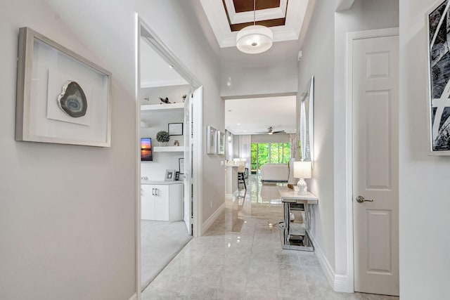 hallway with ornamental molding