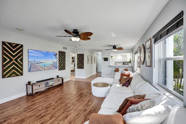 living room featuring hardwood / wood-style floors