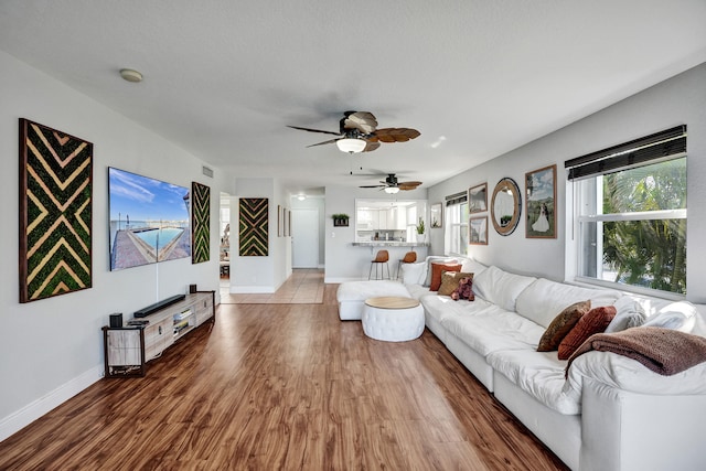 living room with wood-type flooring