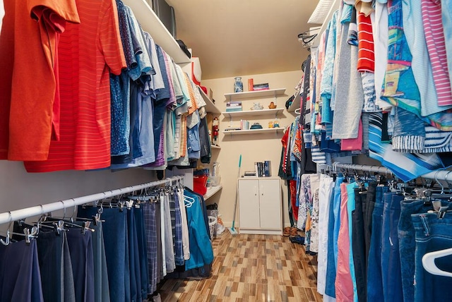 spacious closet with hardwood / wood-style floors