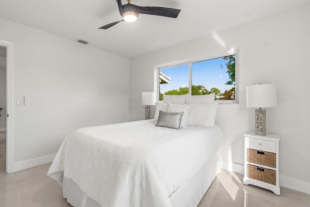 bedroom featuring ceiling fan