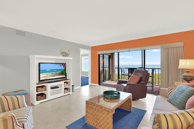 view of tiled living room