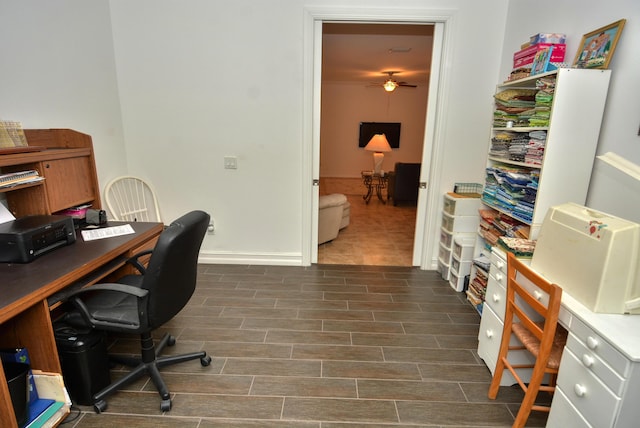 home office with ceiling fan