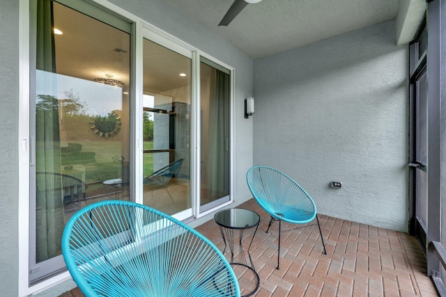 balcony with ceiling fan