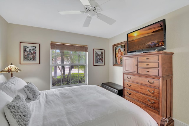 bedroom featuring ceiling fan