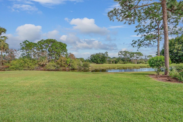 view of yard featuring a water view