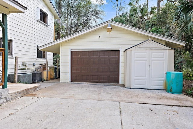 garage with central AC unit