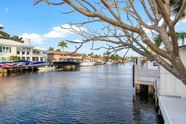 view of dock featuring a water view