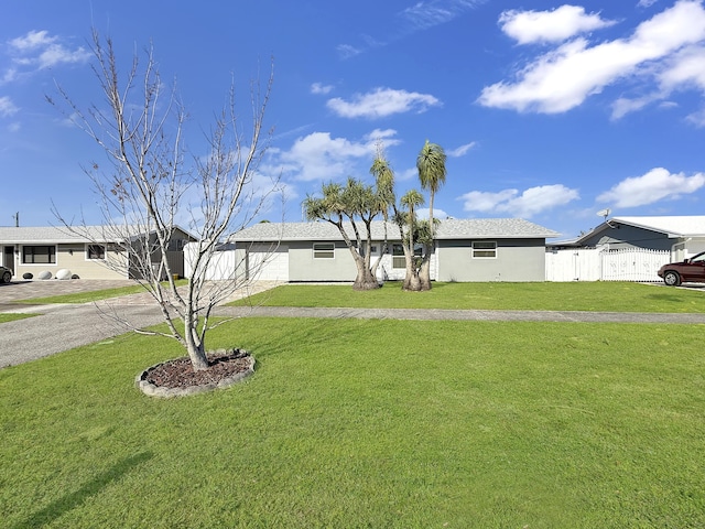 single story home with a front yard