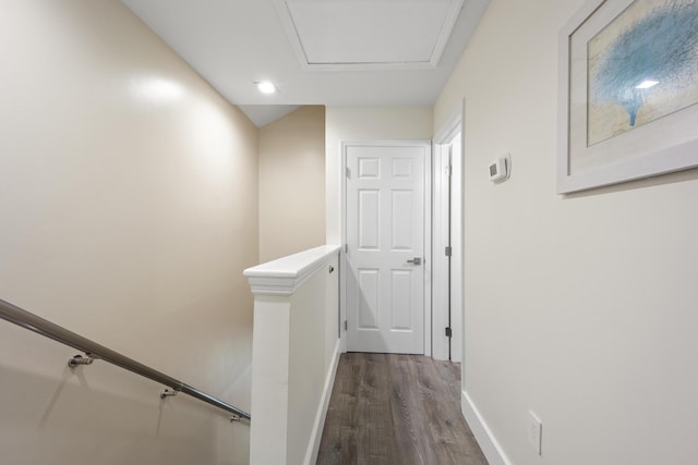 hallway featuring dark hardwood / wood-style flooring