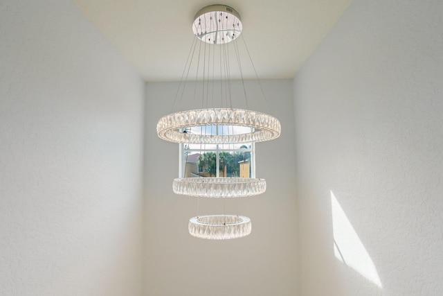 details with a chandelier