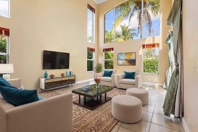 interior space featuring a high ceiling and a wealth of natural light