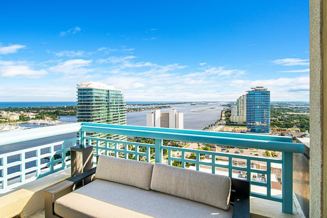 balcony with a water view