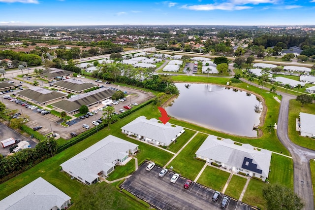 bird's eye view featuring a water view