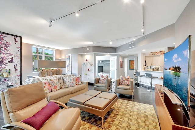 living room with hardwood / wood-style flooring