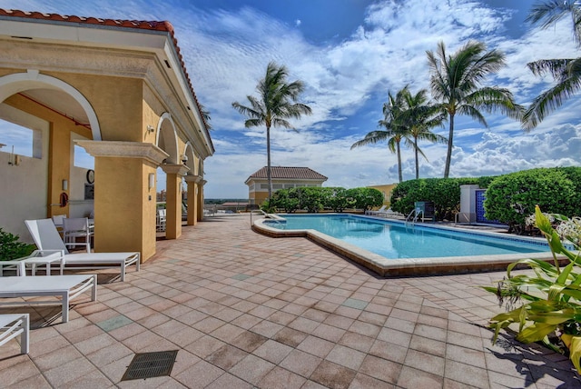 view of pool with a patio area