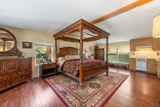 bedroom with dark wood-type flooring