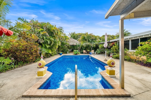 view of swimming pool featuring a patio