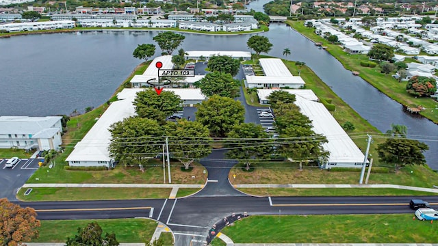 bird's eye view featuring a water view