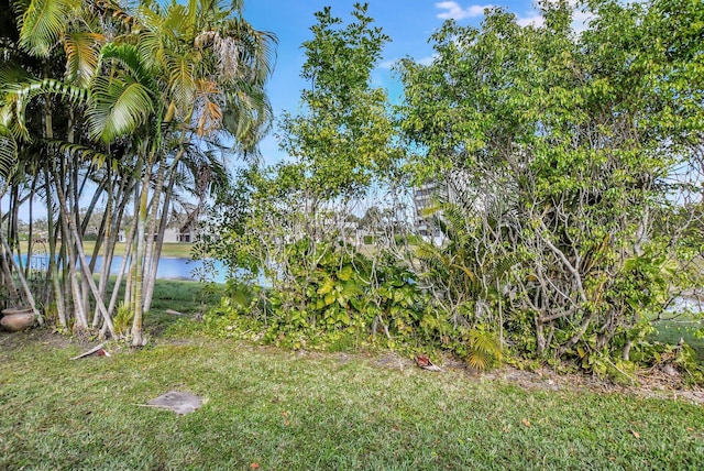 view of yard featuring a water view