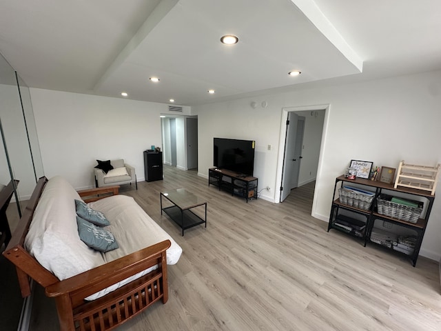 living room with light hardwood / wood-style floors