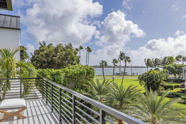 balcony with a water view