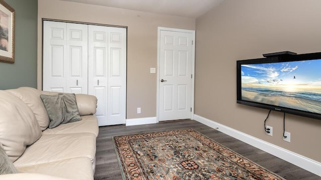 living room featuring dark hardwood / wood-style flooring