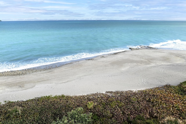 view of water feature featuring a beach view