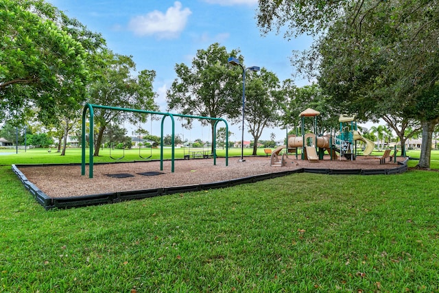 view of play area with a lawn