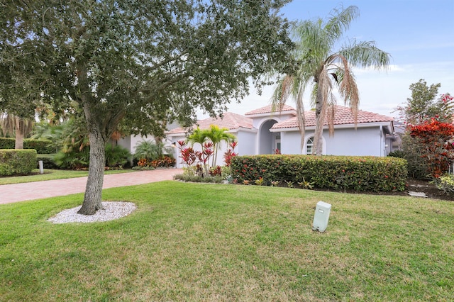 view of front facade with a front lawn