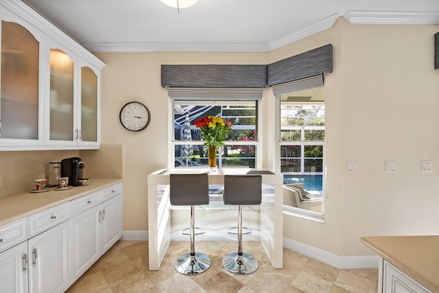 interior space with ornamental molding